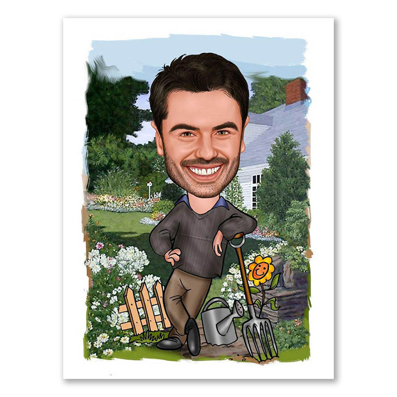 Bild von   erstellung karikatur garten chjpg | Individuelle 🎁 persönliche 🎁 personalisierte Geschenke bedruckt ▪ bestickt ▪ graviert