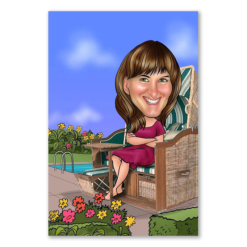Bild von   erstellung karikatur strandkorjpg | Individuelle 🎁 persönliche 🎁 personalisierte Geschenke bedruckt ▪ bestickt ▪ graviert