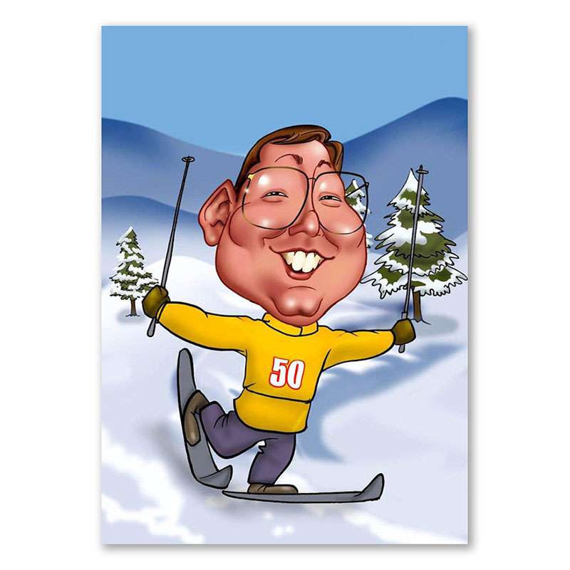 Bild von   erstellung karikatur skifahrerjpg | Individuelle 🎁 persönliche 🎁 personalisierte Geschenke bedruckt ▪ bestickt ▪ graviert