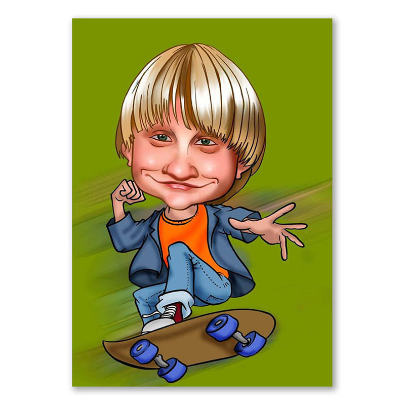 Bild von   erstellung karikatur skateboarjpg | Individuelle 🎁 persönliche 🎁 personalisierte Geschenke bedruckt ▪ bestickt ▪ graviert