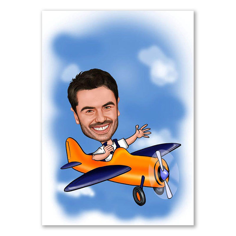 Bild von   erstellung karikatur flugzeugjpg | Individuelle 🎁 persönliche 🎁 personalisierte Geschenke bedruckt ▪ bestickt ▪ graviert