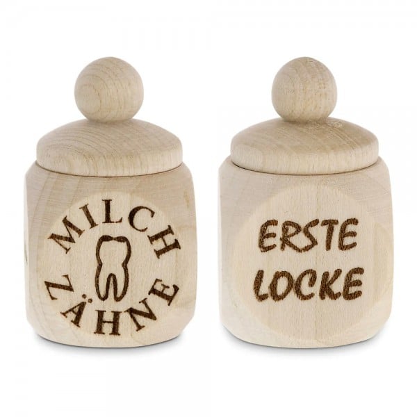 Bild von   holzdosen set erste lockejpg | Individuelle 🎁 persönliche 🎁 personalisierte Geschenke bedruckt ▪ bestickt ▪ graviert