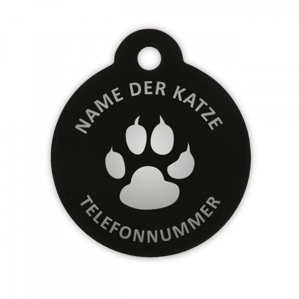Bild von   katzenmarke rund gravurmaay ajpg | Individuelle 🎁 persönliche 🎁 personalisierte Geschenke bedruckt ▪ bestickt ▪ graviert