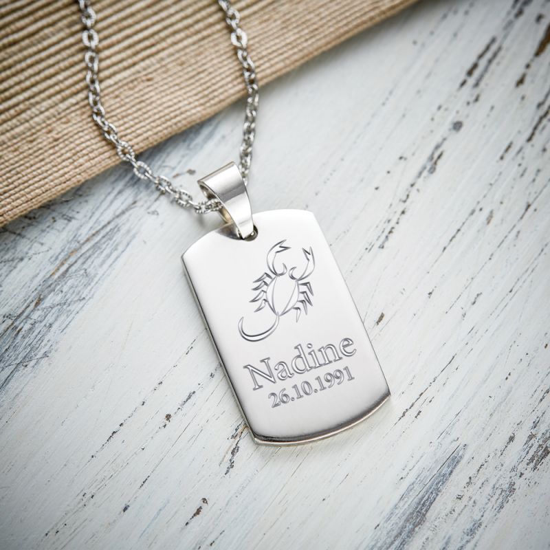 Bild von   dog tag kette mit gravur stejpg | Individuelle 🎁 persönliche 🎁 personalisierte Geschenke bedruckt ▪ bestickt ▪ graviert