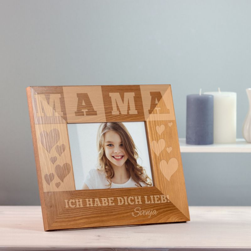 Bild von   bilderrahmen aus holz mit gravjpg | Individuelle 🎁 persönliche 🎁 personalisierte Geschenke bedruckt ▪ bestickt ▪ graviert