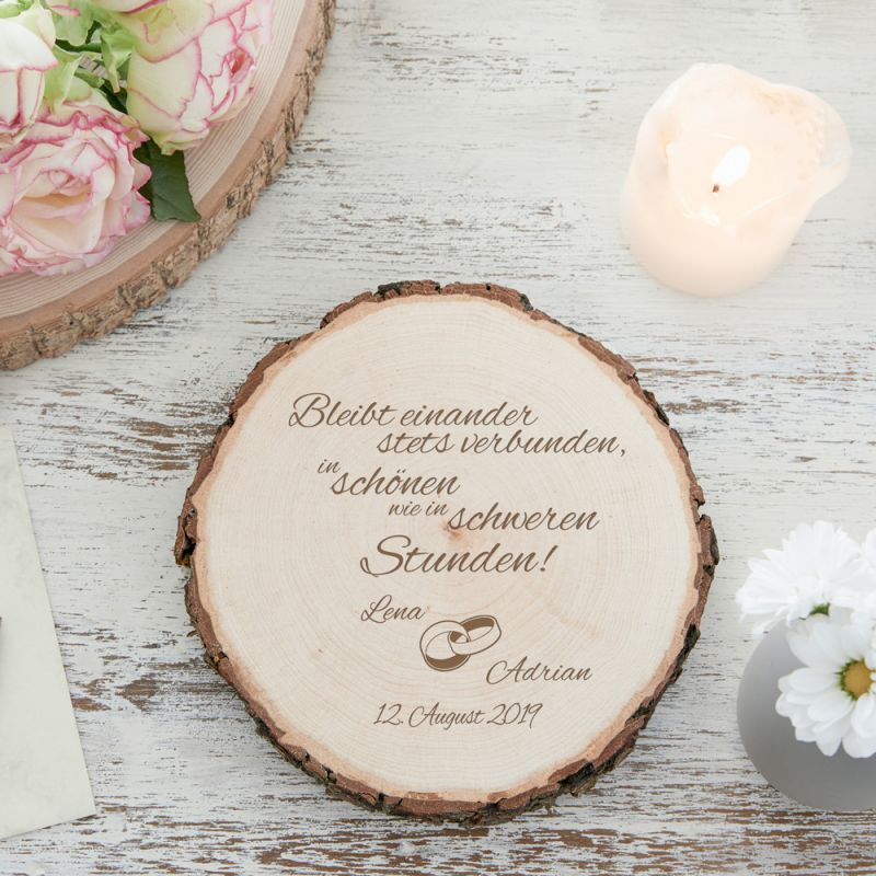 Bild von   baumscheibe mit gravur zur hocjpg | Individuelle 🎁 persönliche 🎁 personalisierte Geschenke bedruckt ▪ bestickt ▪ graviert