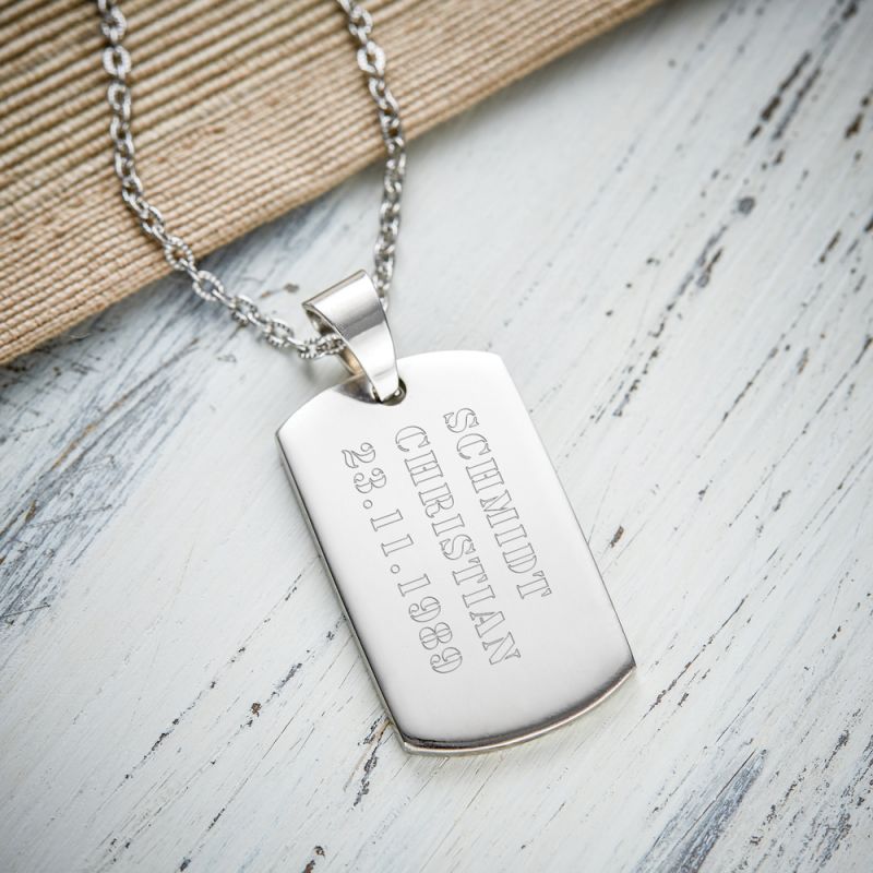 Bild von   dog tag kette mit gravur armjpg | Individuelle 🎁 persönliche 🎁 personalisierte Geschenke bedruckt ▪ bestickt ▪ graviert