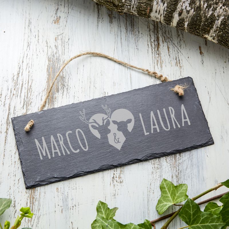 Bild von   schiefertafel mit gravur rehjpg | Individuelle 🎁 persönliche 🎁 personalisierte Geschenke bedruckt ▪ bestickt ▪ graviert