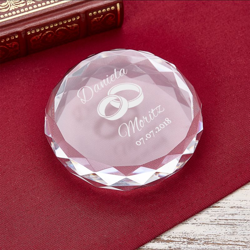 Bild von   kristall mit gravur zur hochzejpg | Individuelle 🎁 persönliche 🎁 personalisierte Geschenke bedruckt ▪ bestickt ▪ graviert