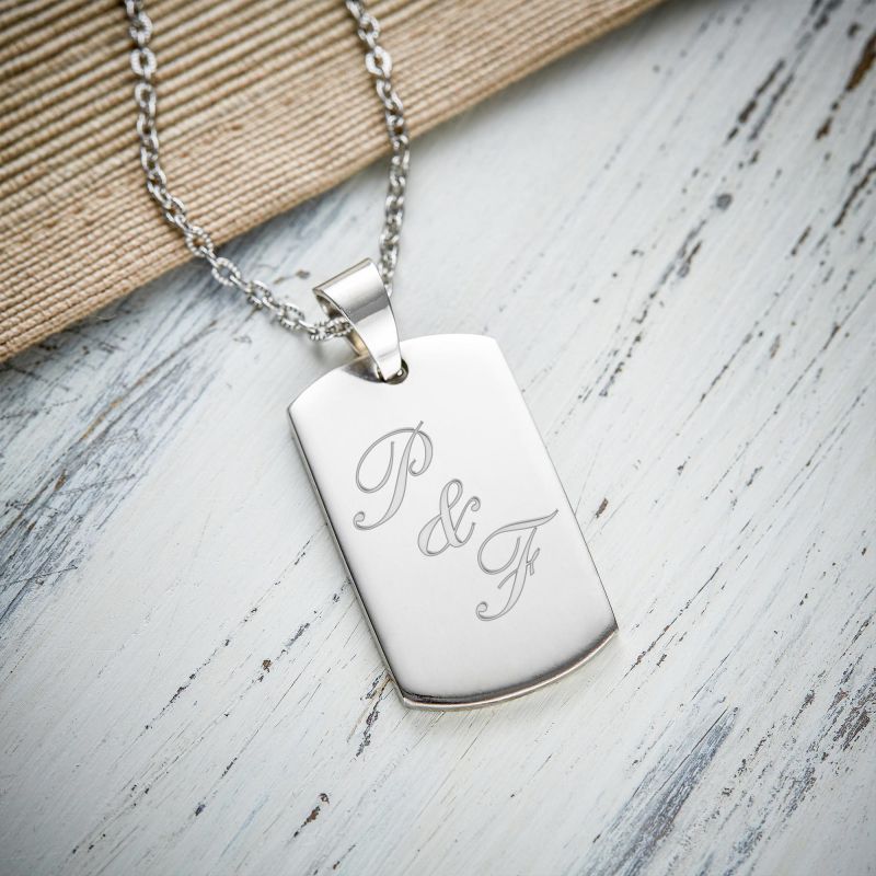 Bild von   dog tag kette mit gravur inijpg | Individuelle 🎁 persönliche 🎁 personalisierte Geschenke bedruckt ▪ bestickt ▪ graviert