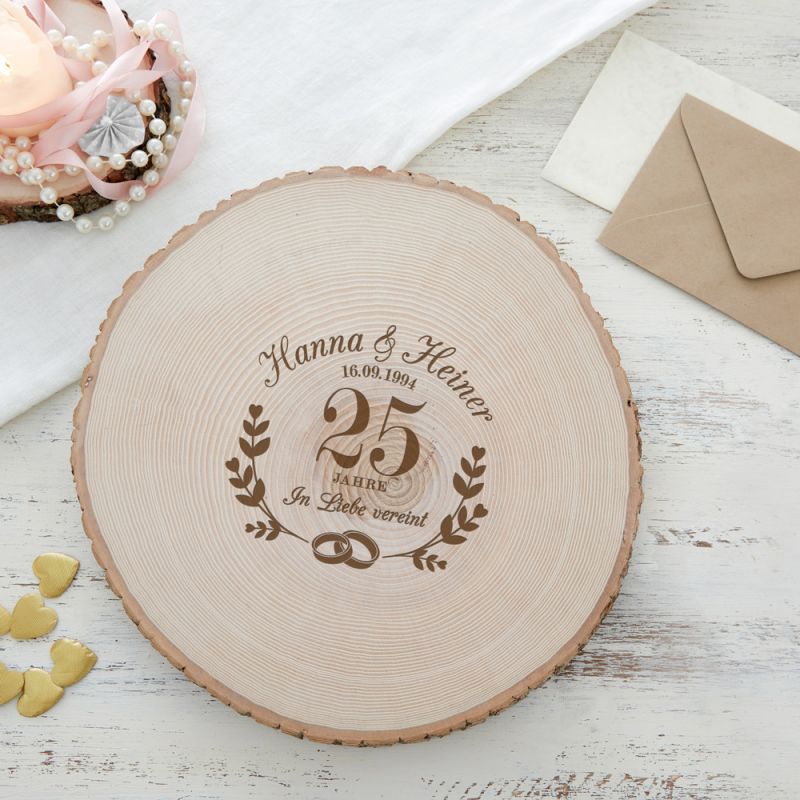 Bild von   riesen baumscheibe mit gravurjpg | Individuelle 🎁 persönliche 🎁 personalisierte Geschenke bedruckt ▪ bestickt ▪ graviert