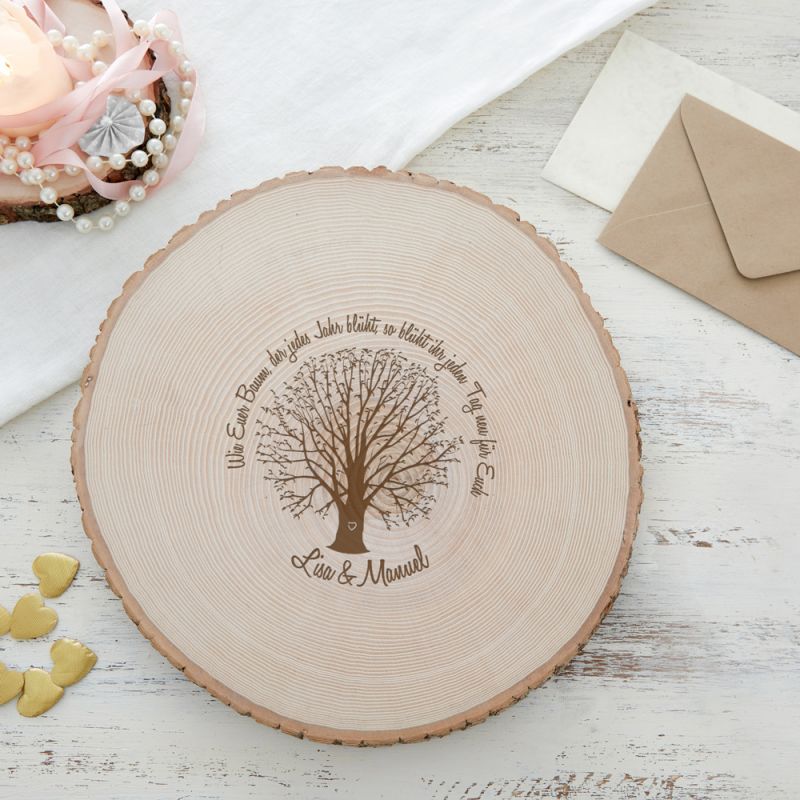 Bild von   riesen baumscheibe mit gravurjpg | Individuelle 🎁 persönliche 🎁 personalisierte Geschenke bedruckt ▪ bestickt ▪ graviert