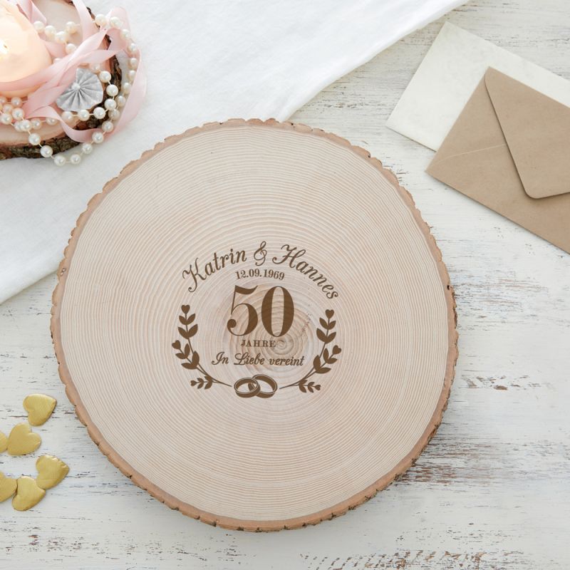 Bild von   riesen baumscheibe mit gravurjpg | Individuelle 🎁 persönliche 🎁 personalisierte Geschenke bedruckt ▪ bestickt ▪ graviert