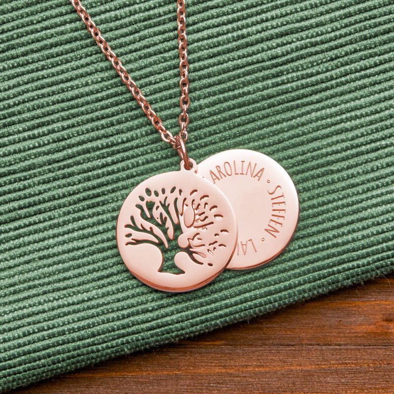 Bild von   halskette mit gravur baum unjpg | Individuelle 🎁 persönliche 🎁 personalisierte Geschenke bedruckt ▪ bestickt ▪ graviert