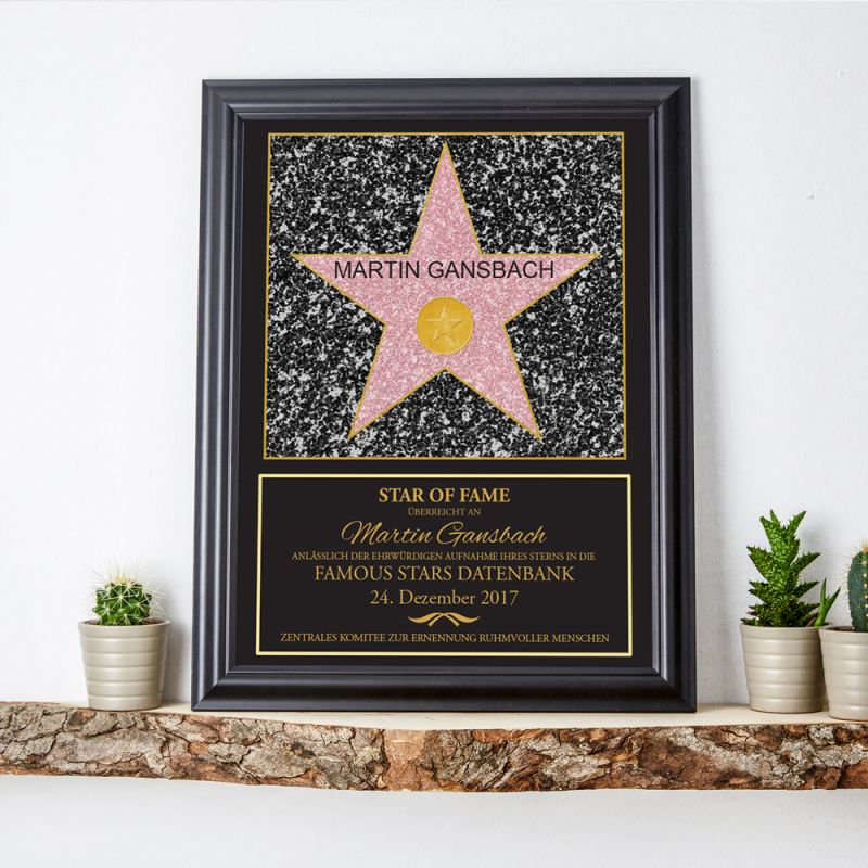 Bild von   star of fame personalisiertejpg | Individuelle 🎁 persönliche 🎁 personalisierte Geschenke bedruckt ▪ bestickt ▪ graviert