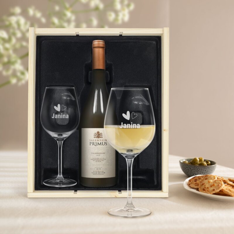 Geschenkset Wein mit Gläsern - Salentein Pimus Chardonnay