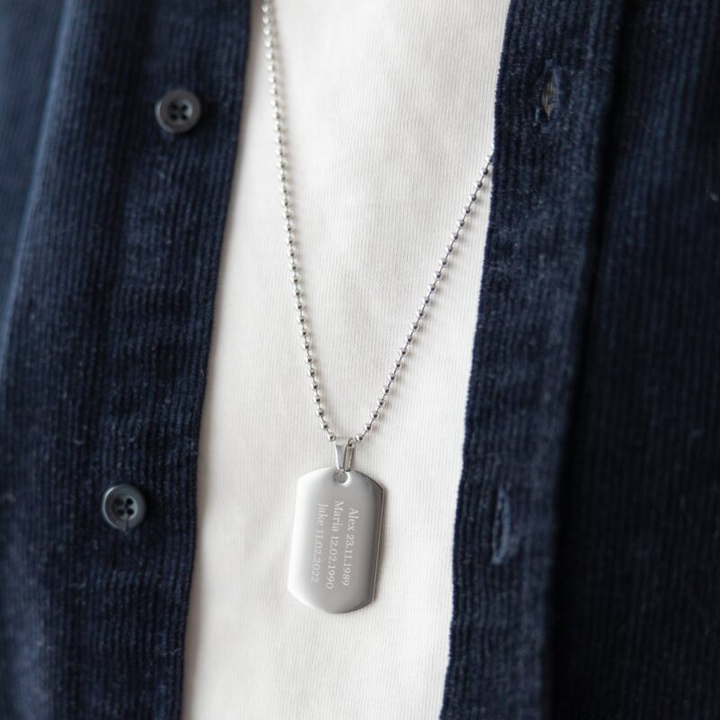 Bild von   dog tag silberfarbenjpg | Individuelle 🎁 persönliche 🎁 personalisierte Geschenke bedruckt ▪ bestickt ▪ graviert