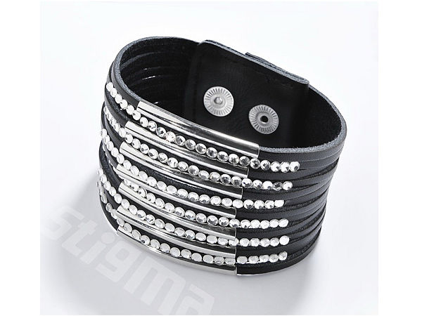 Bild von   schickes lederarmband mit glaejpg | Individuelle 🎁 persönliche 🎁 personalisierte Geschenke bedruckt ▪ bestickt ▪ graviert