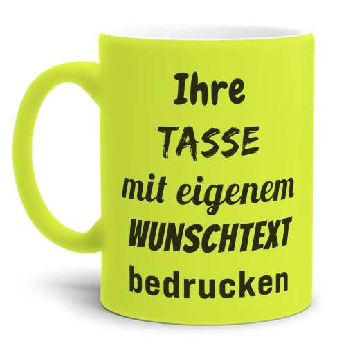 Bild von   fototasse neon gelbjpg | Individuelle 🎁 persönliche 🎁 personalisierte Geschenke bedruckt ▪ bestickt ▪ graviert