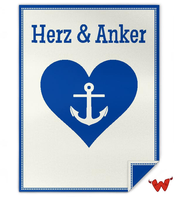 Bild von   babydecke herz ankerjpg | Individuelle 🎁 persönliche 🎁 personalisierte Geschenke bedruckt ▪ bestickt ▪ graviert