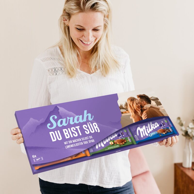 Bild von   grosse milka schokolade mit najpg | Individuelle 🎁 persönliche 🎁 personalisierte Geschenke bedruckt ▪ bestickt ▪ graviert