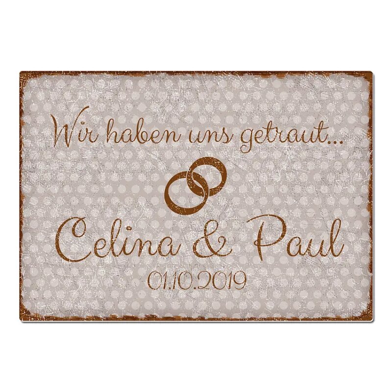 Bild von   punkte vintageschild mit wunscjpg | Individuelle 🎁 persönliche 🎁 personalisierte Geschenke bedruckt ▪ bestickt ▪ graviert
