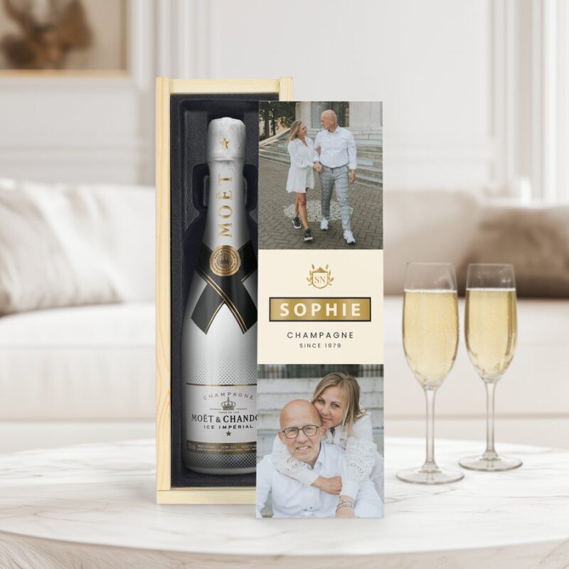 Bild von   champagner in bedruckter kistejpg | Individuelle 🎁 persönliche 🎁 personalisierte Geschenke bedruckt ▪ bestickt ▪ graviert