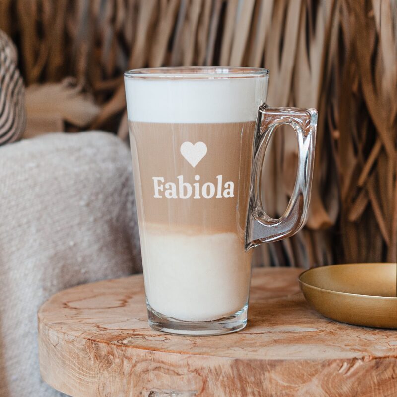 Bild von   latte macchiato glas mit gravujpg | Individuelle 🎁 persönliche 🎁 personalisierte Geschenke bedruckt ▪ bestickt ▪ graviert