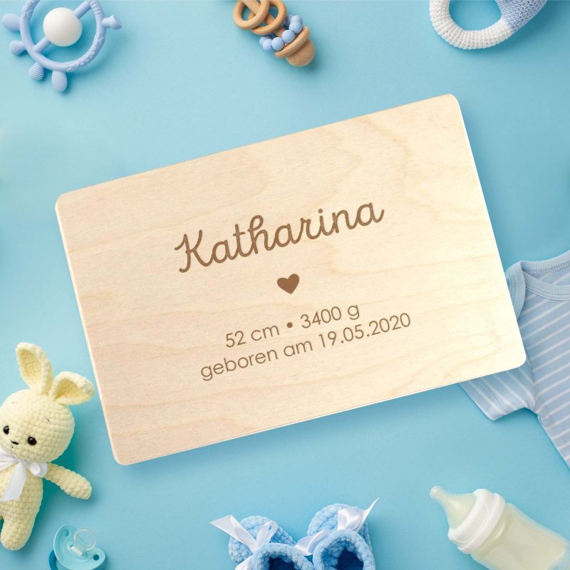 Bild von   keepsake box zur geburt mit injpg | Individuelle 🎁 persönliche 🎁 personalisierte Geschenke bedruckt ▪ bestickt ▪ graviert