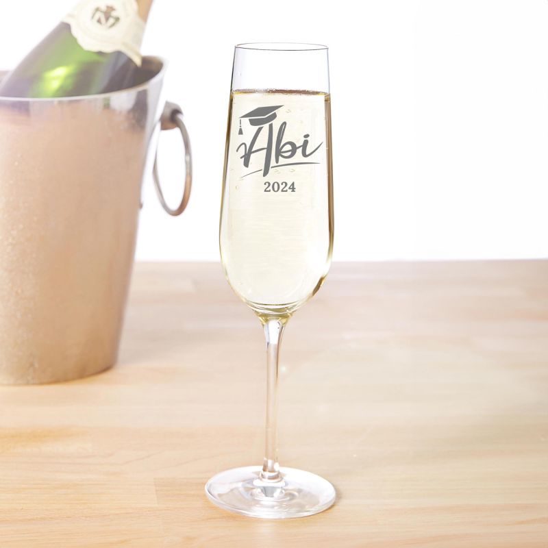 Bild von   sektglas mit gravur zum abiturjpg | Individuelle 🎁 persönliche 🎁 personalisierte Geschenke bedruckt ▪ bestickt ▪ graviert