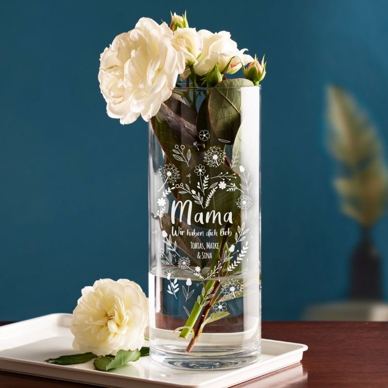 Bild von   runde vase mit gravur fuer mamjpg | Individuelle 🎁 persönliche 🎁 personalisierte Geschenke bedruckt ▪ bestickt ▪ graviert