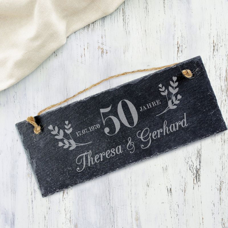 Bild von   schieferschild mit gravur gojpg | Individuelle 🎁 persönliche 🎁 personalisierte Geschenke bedruckt ▪ bestickt ▪ graviert
