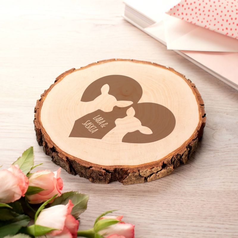 Bild von   baumscheibe mit romantischer rjpg | Individuelle 🎁 persönliche 🎁 personalisierte Geschenke bedruckt ▪ bestickt ▪ graviert