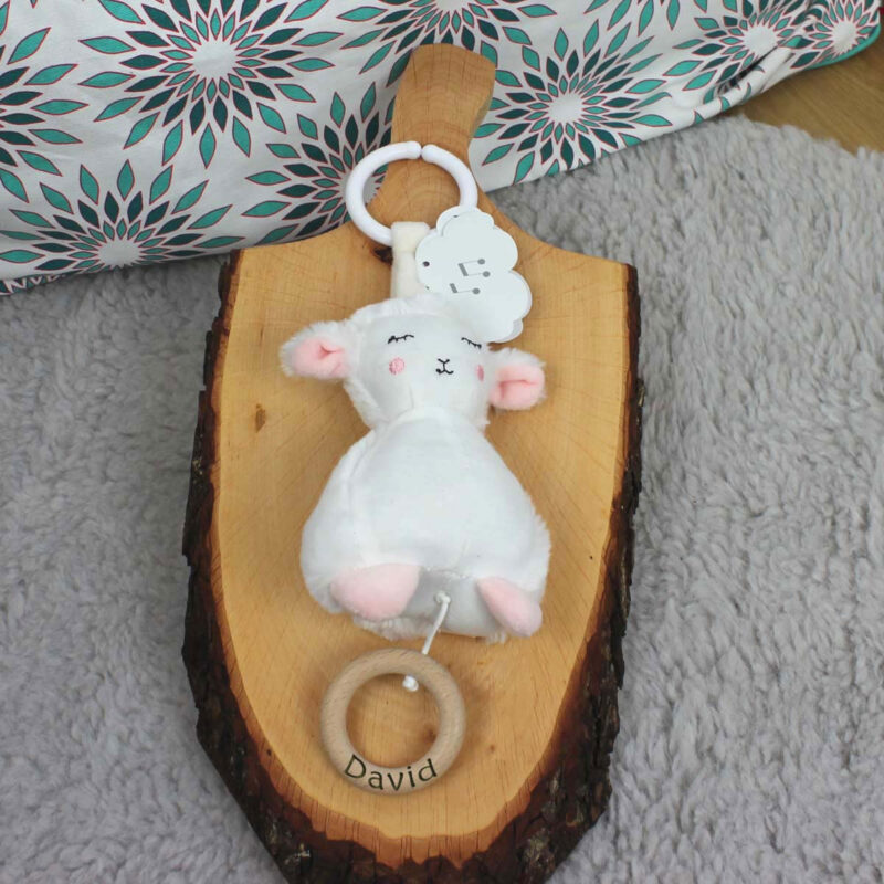 Bild von   spieluhr lamm mit personalisiejpg | Individuelle 🎁 persönliche 🎁 personalisierte Geschenke bedruckt ▪ bestickt ▪ graviert