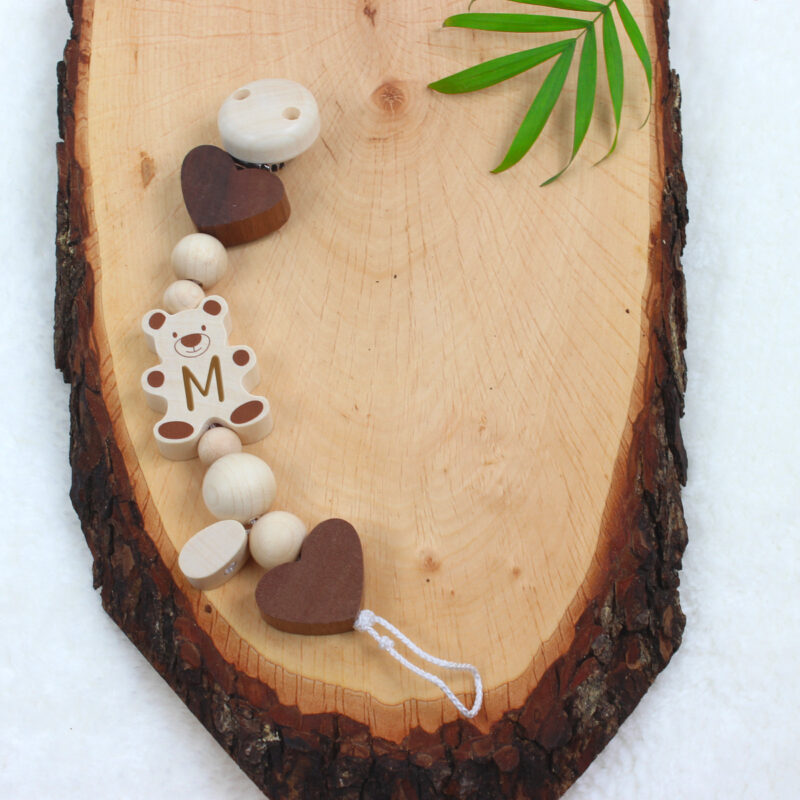 Bild von   holz schnullerkette teddy mitjpg | Individuelle 🎁 persönliche 🎁 personalisierte Geschenke bedruckt ▪ bestickt ▪ graviert