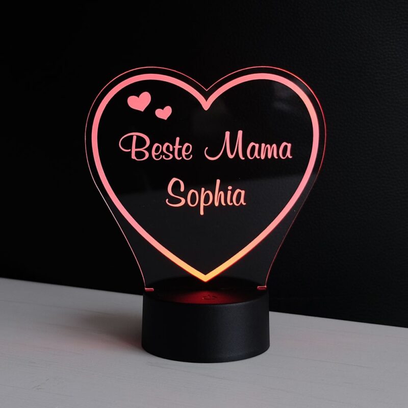 Bild von   herz led deko licht fuer mamajpg | Individuelle 🎁 persönliche 🎁 personalisierte Geschenke bedruckt ▪ bestickt ▪ graviert