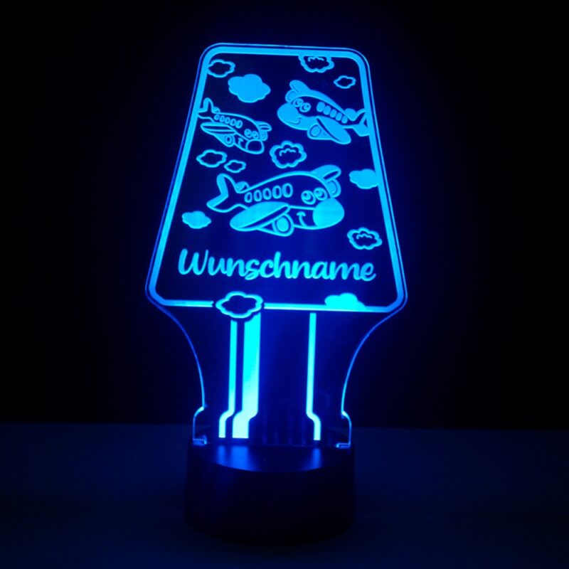 Kinder Nachtlicht Lampe mit Namensgravur Flugzeuge