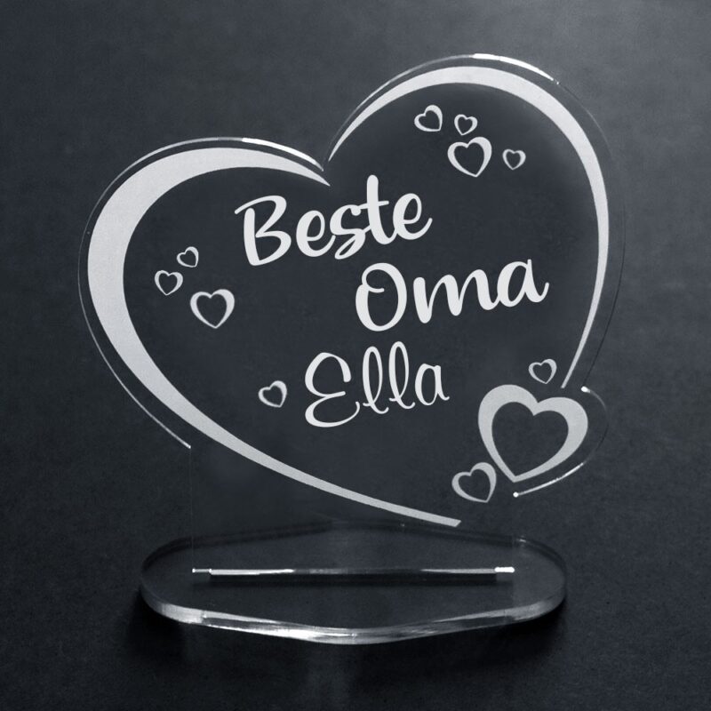 Bild von   acryl herz fuer die beste omajpg | Individuelle 🎁 persönliche 🎁 personalisierte Geschenke bedruckt ▪ bestickt ▪ graviert