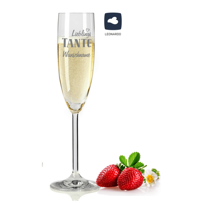 Bild von   sektglas lieblingstante mit depng | Individuelle 🎁 persönliche 🎁 personalisierte Geschenke bedruckt ▪ bestickt ▪ graviert