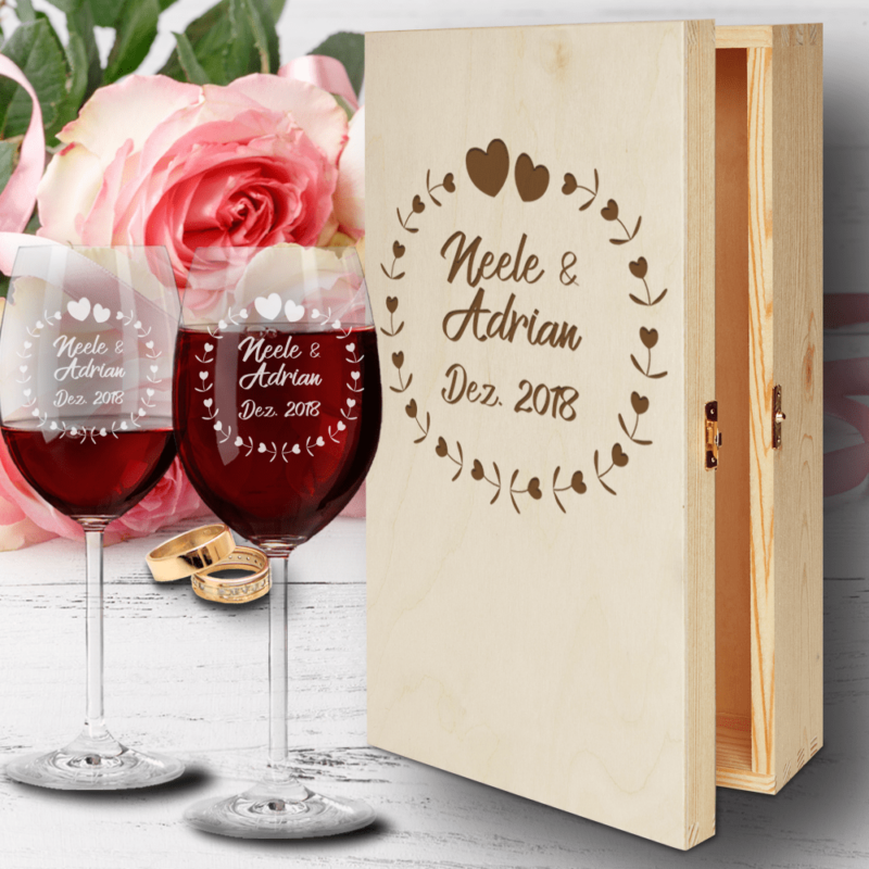 Bild von   rotweinglaeser zur hochzeit hpng | Individuelle 🎁 persönliche 🎁 personalisierte Geschenke bedruckt ▪ bestickt ▪ graviert