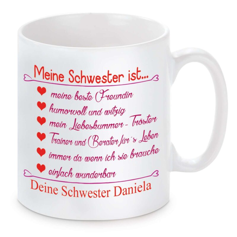 Bild von   tasse modell meine schwesterjpg | Individuelle 🎁 persönliche 🎁 personalisierte Geschenke bedruckt ▪ bestickt ▪ graviert