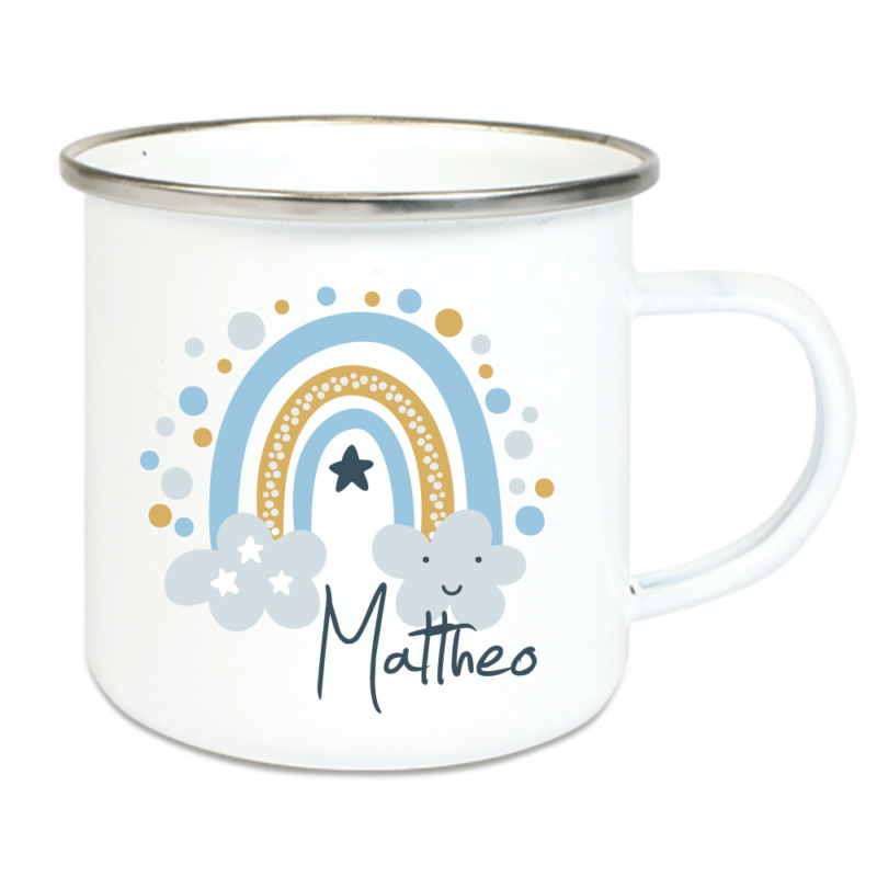 Bild von   emaille tasse regenbogen wolkepng | Individuelle 🎁 persönliche 🎁 personalisierte Geschenke bedruckt ▪ bestickt ▪ graviert