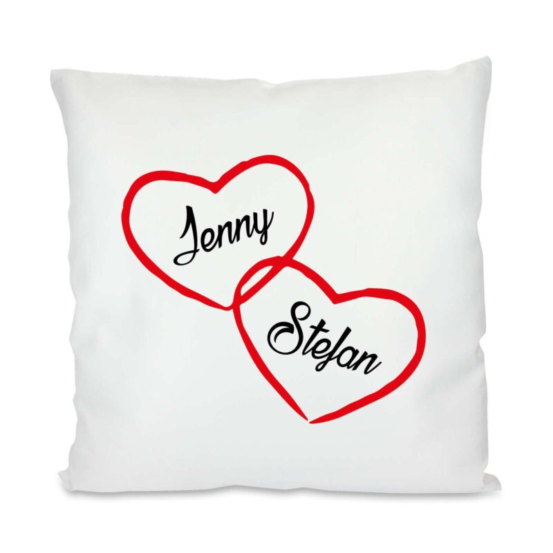 Bild von   kissen doppelherz mitjpg | Individuelle 🎁 persönliche 🎁 personalisierte Geschenke bedruckt ▪ bestickt ▪ graviert