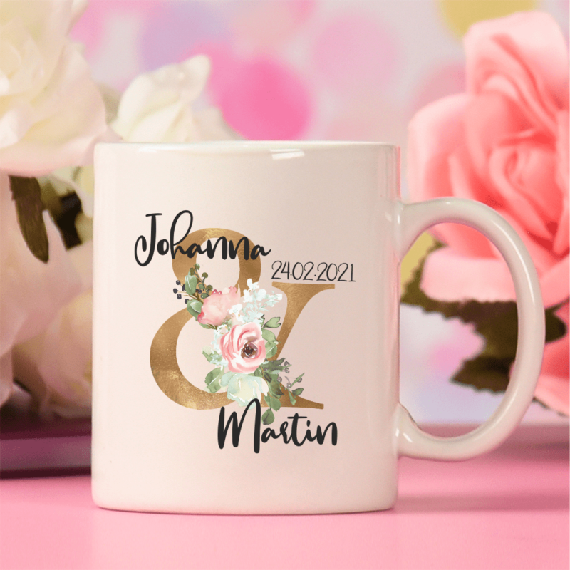Bild von   personalisierte tasse floral gpng | Individuelle 🎁 persönliche 🎁 personalisierte Geschenke bedruckt ▪ bestickt ▪ graviert