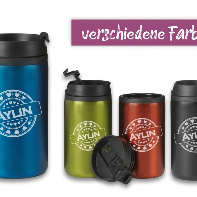 Bild von   thermobecher button herzen mitjpg | Individuelle 🎁 persönliche 🎁 personalisierte Geschenke bedruckt ▪ bestickt ▪ graviert