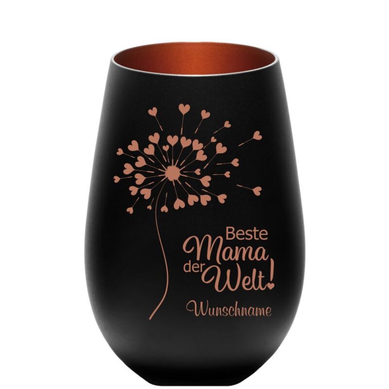 Bild von   windlicht schwarz mit gravur bjpg | Individuelle 🎁 persönliche 🎁 personalisierte Geschenke bedruckt ▪ bestickt ▪ graviert