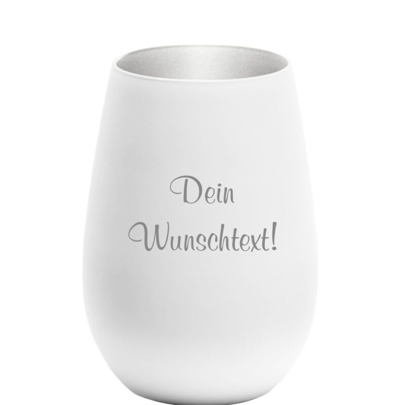 Bild von   windlicht mit gravur weiss siljpg | Individuelle 🎁 persönliche 🎁 personalisierte Geschenke bedruckt ▪ bestickt ▪ graviert