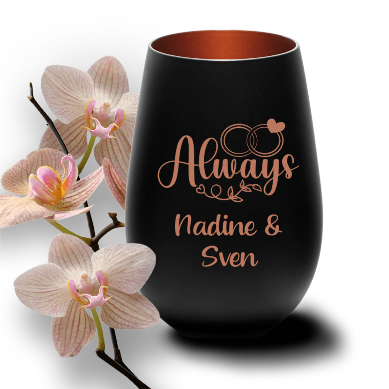 Bild von   windlicht mit gravur schwarz bpng | Individuelle 🎁 persönliche 🎁 personalisierte Geschenke bedruckt ▪ bestickt ▪ graviert