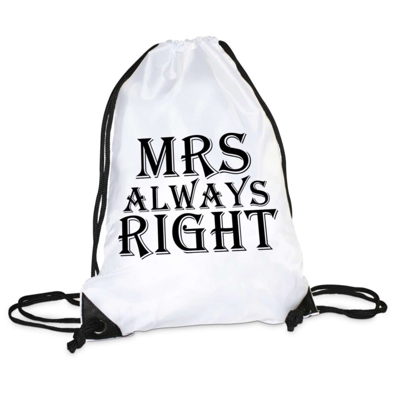 Bild von   turnbeutel modell mrs alwaysjpg | Individuelle 🎁 persönliche 🎁 personalisierte Geschenke bedruckt ▪ bestickt ▪ graviert