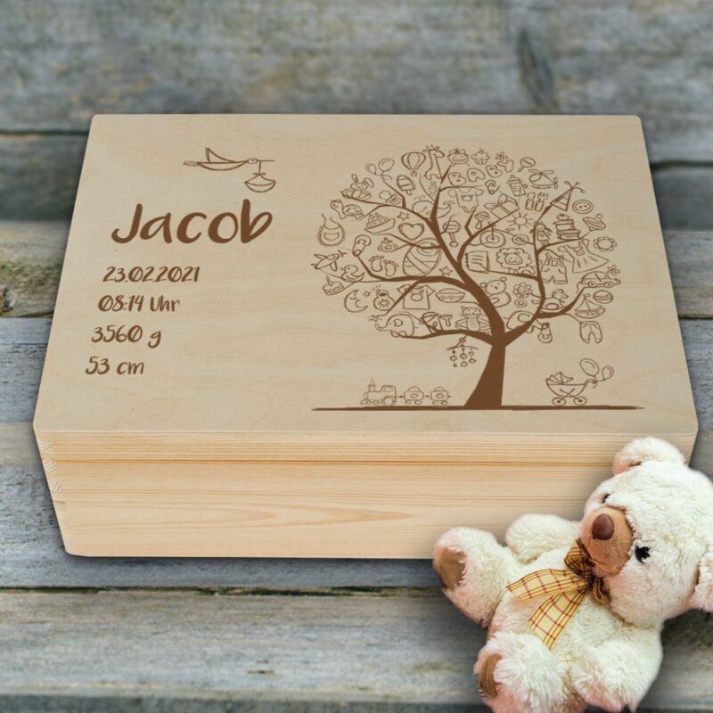 Bild von   gravierte holzkiste erinnerungjpg | Individuelle 🎁 persönliche 🎁 personalisierte Geschenke bedruckt ▪ bestickt ▪ graviert